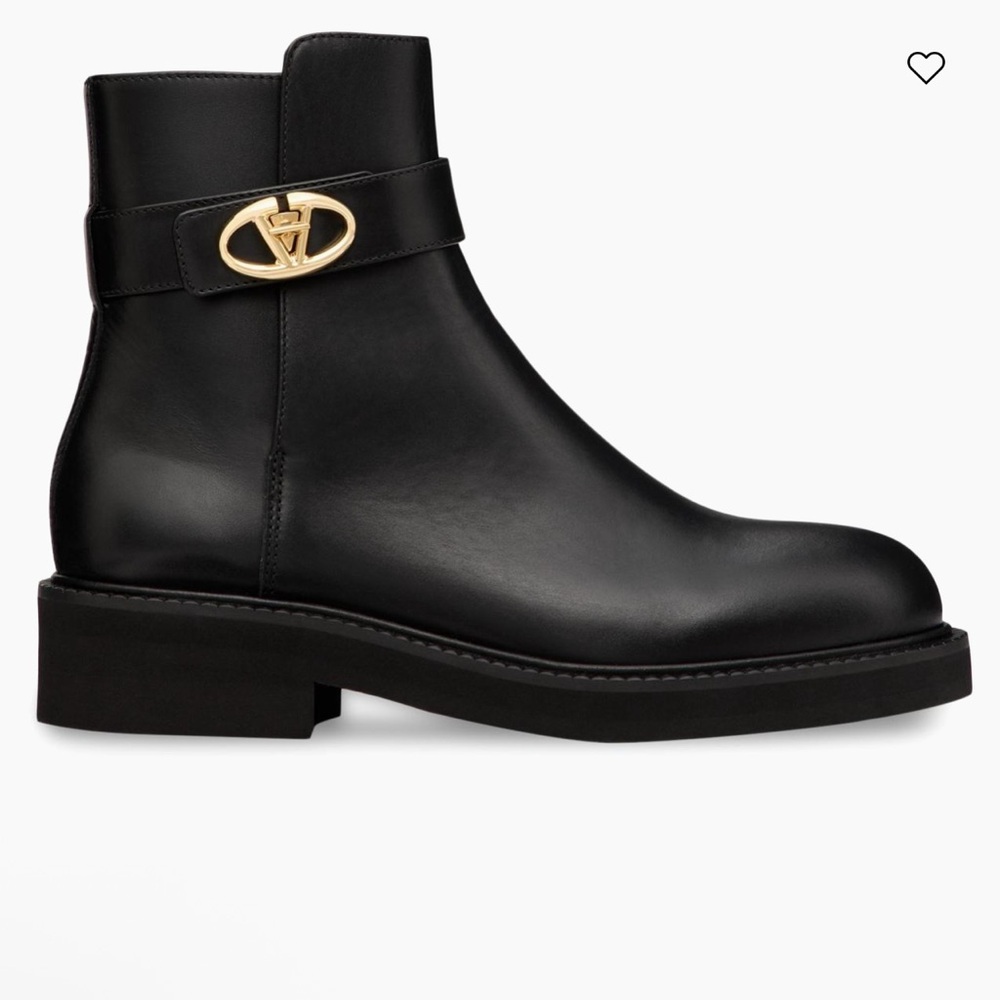 Valentino Garavani VLogo Locker 40MM Black Leather Ankle Boots 39=9